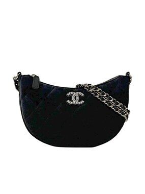 Chanel Shoulder Bag Half Moon Chain Black 2024